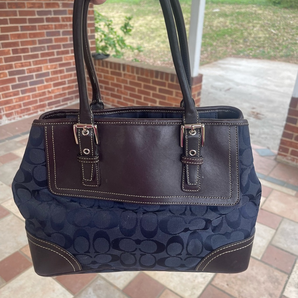 Navy and Brown coach bag